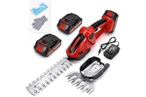 LUXBIRD Cordless Grass Shears, 2-in-1 Mini Hedge Trimmer Cordless,Light Handheld Grass Trimmer, Electric Shrub Trimmer with 2Pcs Rechargeable Batteries