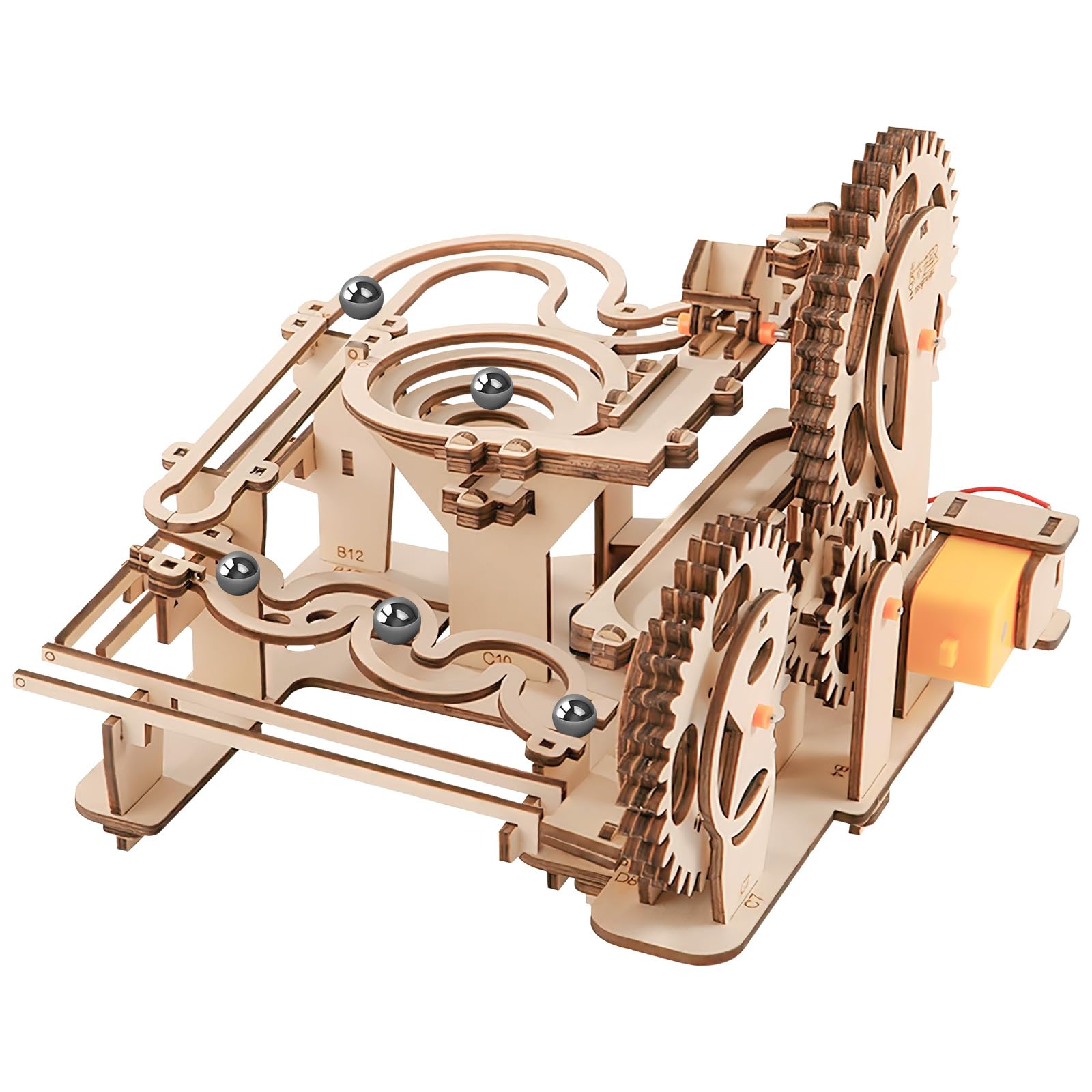 HOTUT Marble Run 3D Wooden Puzzle - Self Assemble 253 Pcs Mechanical Gear Drive, Electrical Model Building Craft for Teens and Adults — image 1