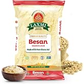 LAXMI Gram Besan Flour 2lb, Finely Ground Chickpeas, South Asian Cooking | All Natural, Non-GMO, Kosher Certified, Pure Chickpea Flour, Double Resealable Pouch, Authentic Indian Origin