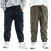 MINI PANDA Toddler Pants, Black Pants Toddler Boys or Girls, Little Boy Pants 2-Pieces