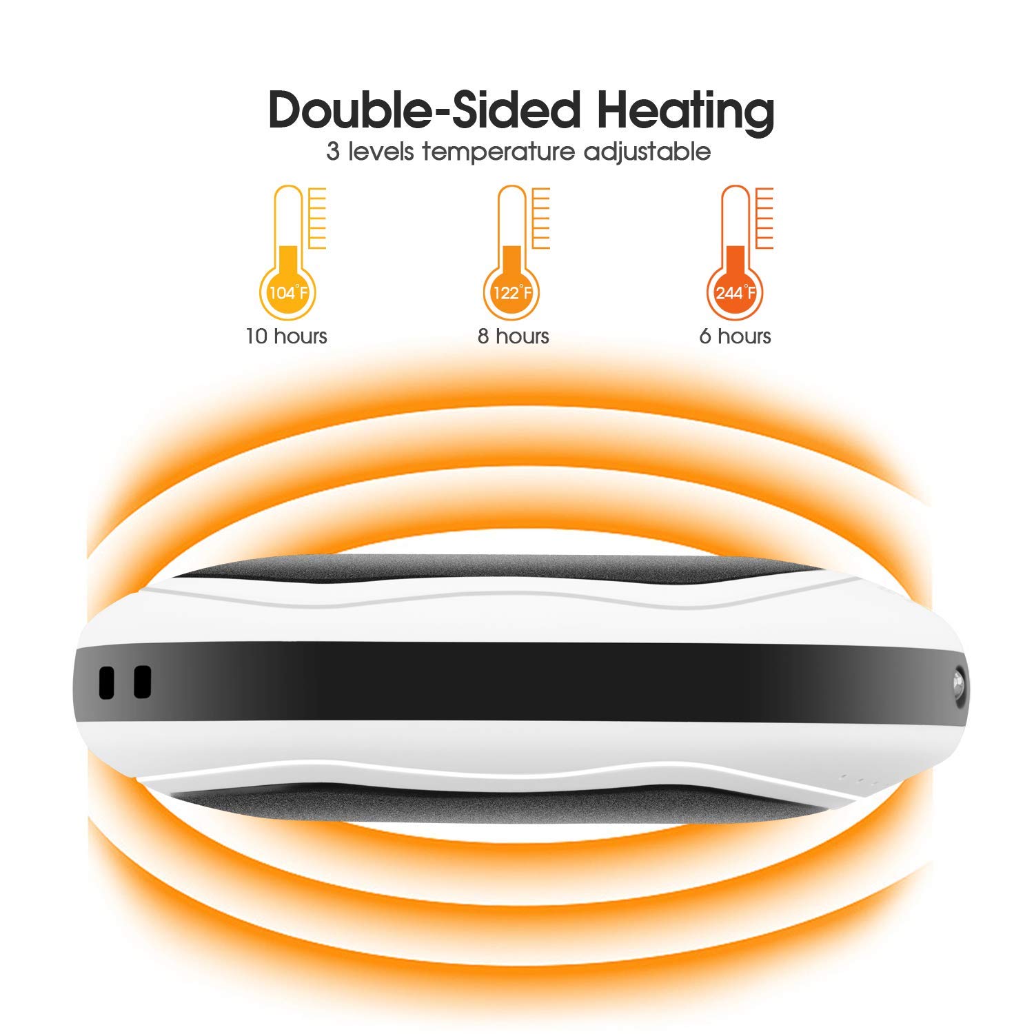 FXQ Electric Hand Warmer, 3 in 1 USB Rechargeable Hand Warmer 6000mAh Power Bank Hand Warmer with Vibration Massage, LED Flashlight and Visible LCD Play, Great for Outdoor Sport, Winter Gifts- Black