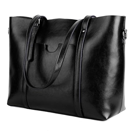 Ausverkauf-Yaluxe Damen Vintage Stil weich Leder Arbeit Shopper Gross Schultertasche schwarz