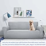 MAXIJIN 3 Seater Couch Cover Jacquard Spandex Fitted Slipcover Silver Grey view 2