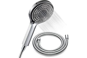 OFFO Shower Head Set, 6-Mode High Pressure Handheld Sprayer with 1.5m Stainless Steel Shower Hose, High Flow Large Powerful B