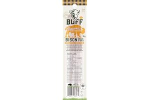 BUFF Bison Bacon Burger Meat Sticks, Canadian-Raised Grass-Fed Protein Snack, 2 Sticks Per Pack, 50g