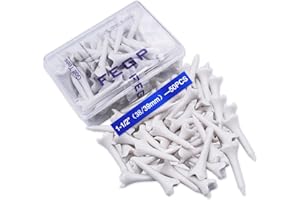 FEGP GOLF 1 1/2'' Plastic Golf Tees – Short Tees for Irons, Par Threes, Hybrids, and Driving Range - Pack of 50 Bulk 4 Prongs Plastic Golf Tees Performance Series Low Resistance Golf Tee White
