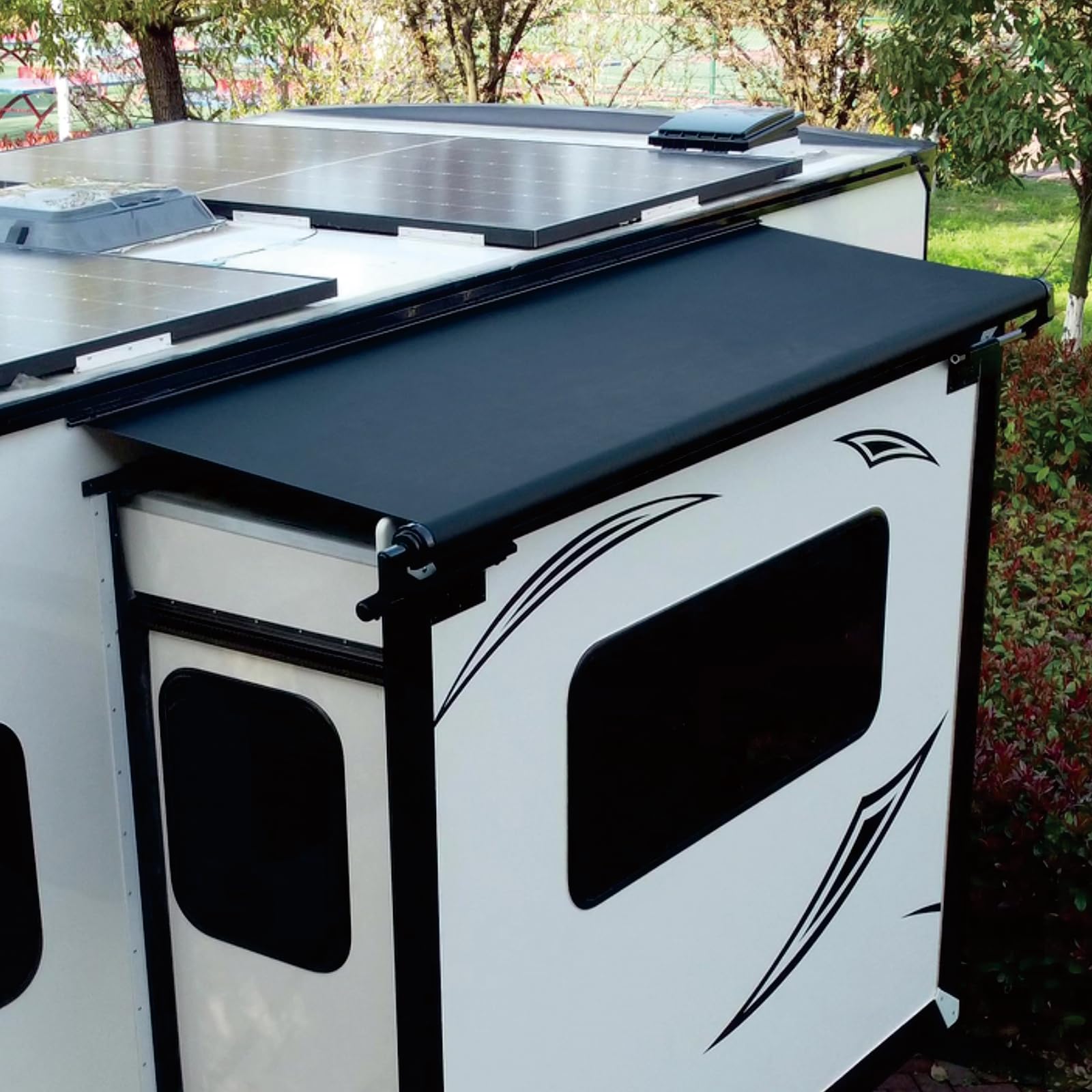 Photo 1 of Dulepax RV Slide Out Awning,RV Slide Topper,Modular Camper Slide Out Awning Kit,Slide Toppers for RVs,5th Wheels,Travel Trailers and Motorhomes,Black,14'3''(13'7''Fabric)