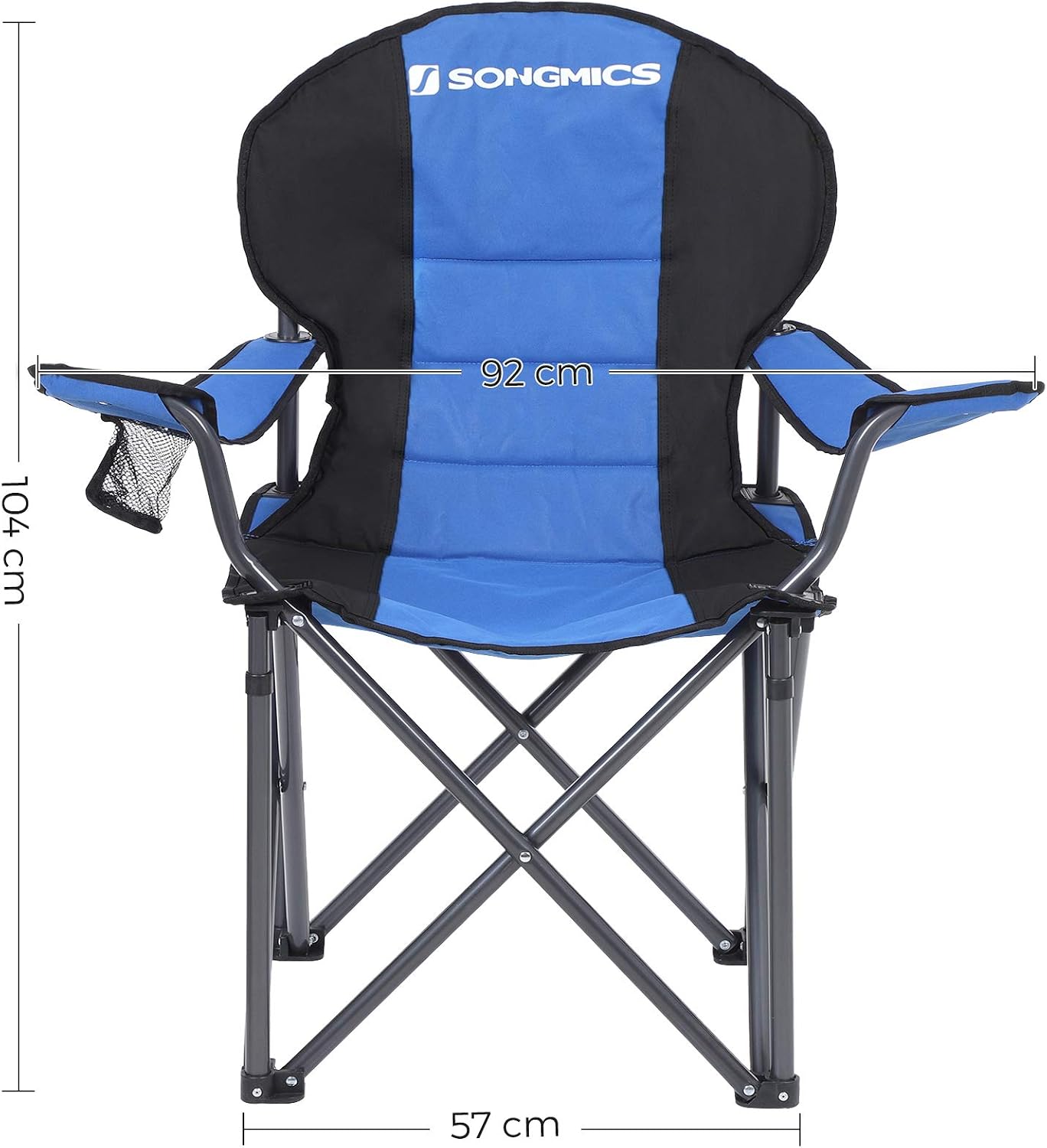 SONGMICS Foldable Camping Chair, with Comfortable Sponge Seat, Cup Holder, Heavy Duty Structure, Max Load Capacity 250 kg - Image 4