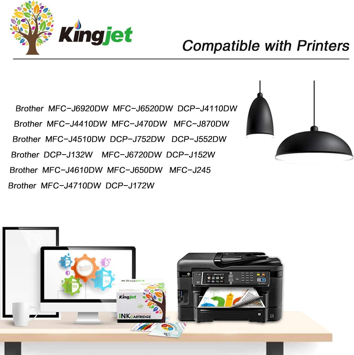 KINGJET LC123 Ink Cartridges for Brother LC123 Ink Cartridges for Brother MFC-J4510DW MFC-J470DW MFC-J6920DW MFC-J6520DW MFC-J6720DW MFC-J4410DW MFC-J4610 MFC-J4710DW MFC-J4110DW DCP-J132W DCP-J152W - Image 3