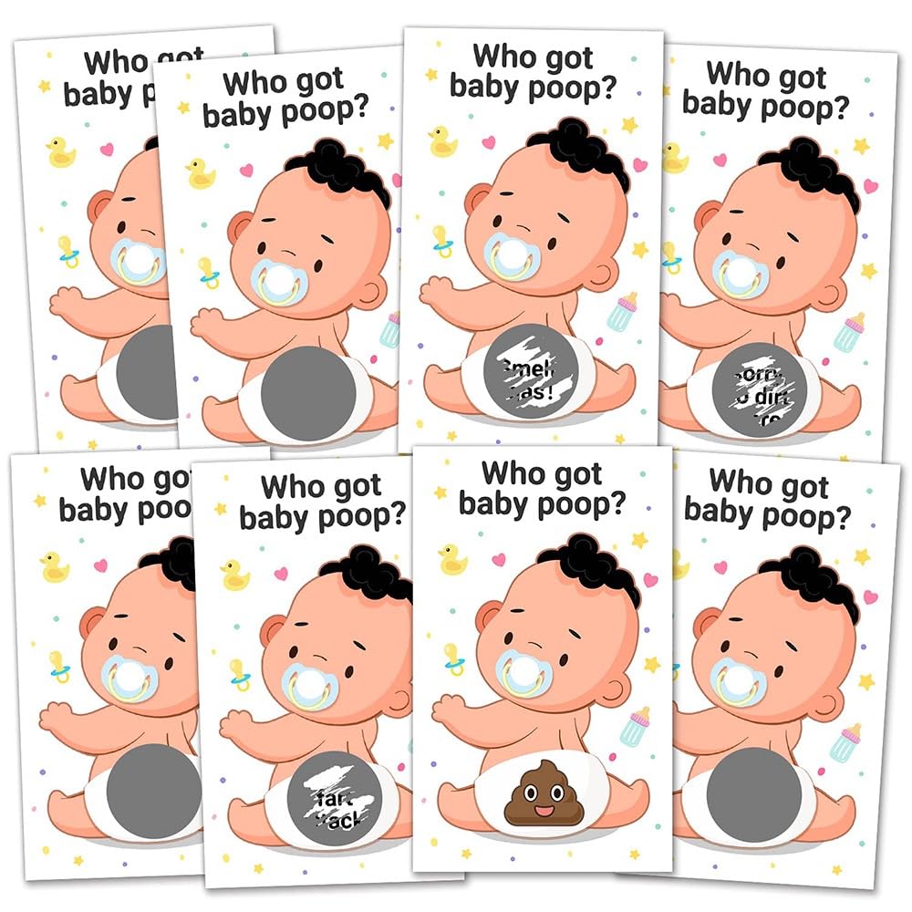 Baby Shower Games, Gender Reveal Games,40PCS Who Got Baby Poop Raffie Cards,Baby-Shower Activity and Idea for 40 Guests Babyshower Party