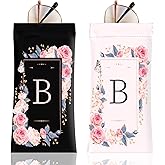 Anikathy 2Pcs Initial Letter Sunglass Eyeglass Glasses Case Soft PU Leather with Cleaning Cloth Cute for Men Women Girs