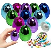Nyicey Plastic Metallic Easter Eggs for Easter Basket Hunt Egg Party Classroom Prize Supplies and Filling Treats