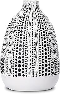 Quoowiit Flower Vase, Decorative Vases Floral Vase for Centerpieces, Vase for Home Decor, Living Room, Office Table or Wedding, Modern Resin Vases with Black and White Dots-White Short