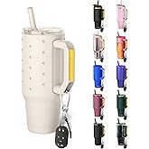 Frost Buddy 40 oz Thicc Buddy Tumbler with Silicone Sleeve – Customizable with Budz Charms, Insulated Stainless Steel Cup with Handle & Straw, Leak-Proof, Cup Holder Friendly, Gift for Men & Women