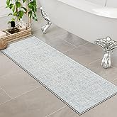 Uphome Boho Bathroom Runner Rug Mat 18x47, Non-Slip Soft Shaggy and Comfortable Large Size Microfiber Vintage Farmhouse Bath Rug, Super Absorbent and Thick, Machine Washable, Long Bath Mat, Grey