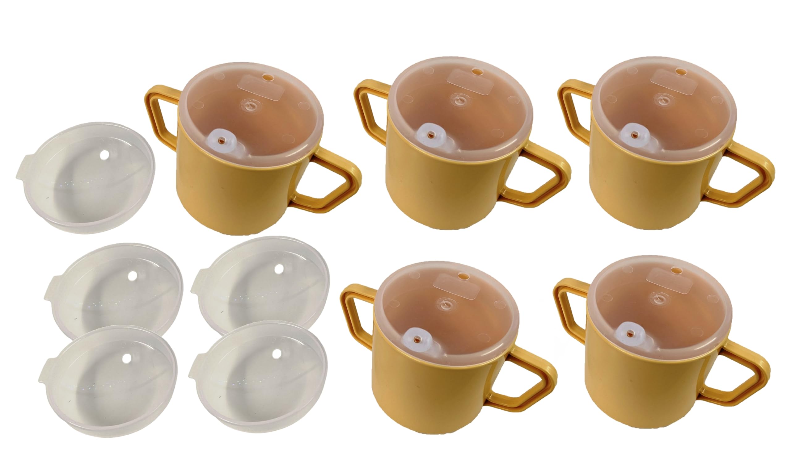 Lizzyoftheflowers 5 Pack - Sippy Cup for Adults - 250ml Non Spill Cup for Elderly. Strong, Easy Grip, 2 Handled Mug for Elderly. Two Types of No Spill Lids. Dishwasher Safe, Non BPA Plastic.