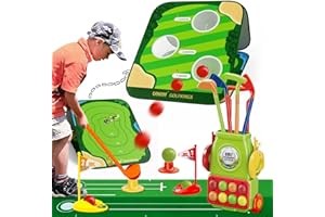 UNIH Toddler Golf Set,Kids Golf Set with 16 Balls/Cornhole Board & Putting Mat/Golf Cart with Wheels,Indoor Outdoor Sport Toys Gifts for 3 4 5 Year Old Boy Girl
