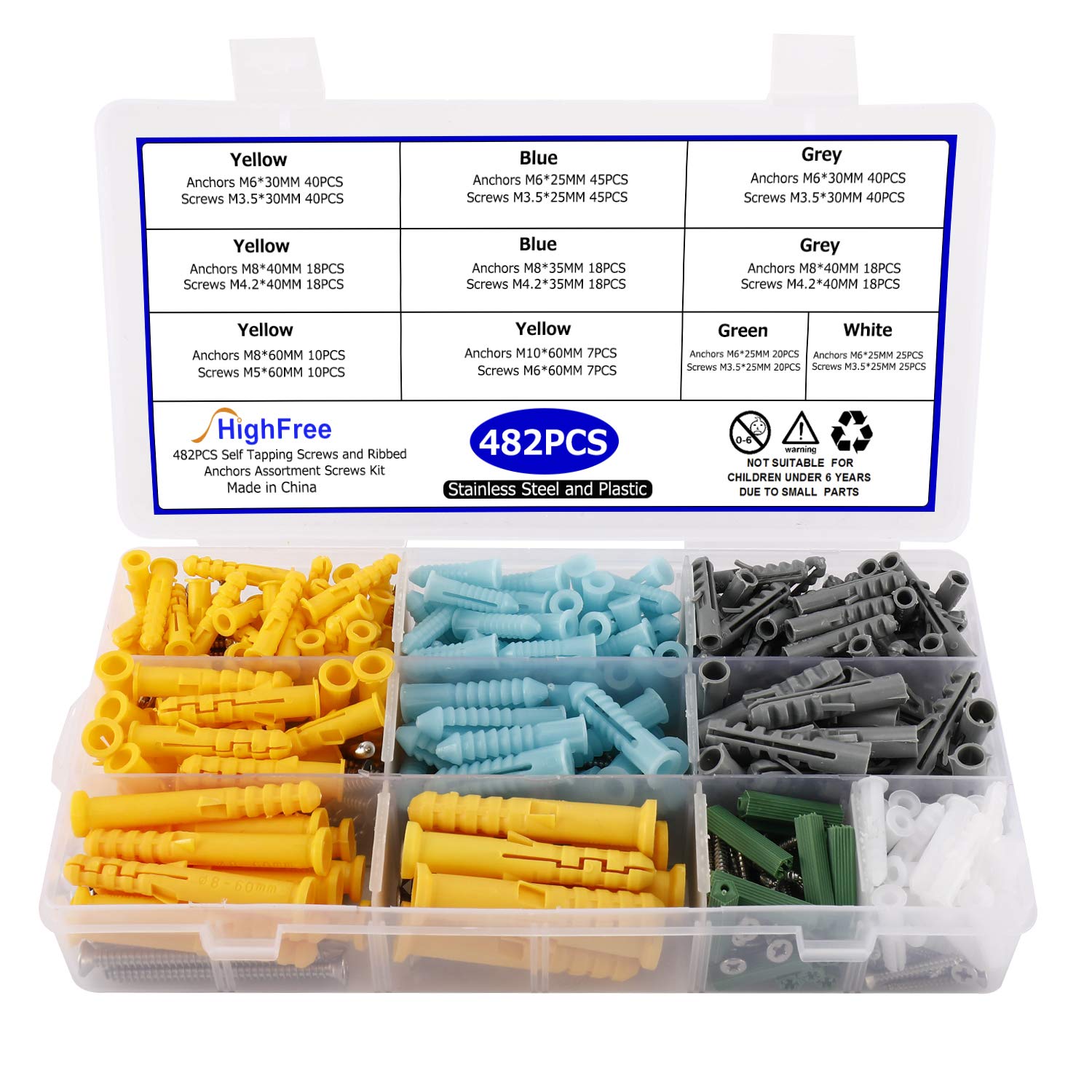 25pcs M840mm Plastic Self Tapping Expansion Plug Anchor Pipe Wall Screws Bolts Fasteners Bolts