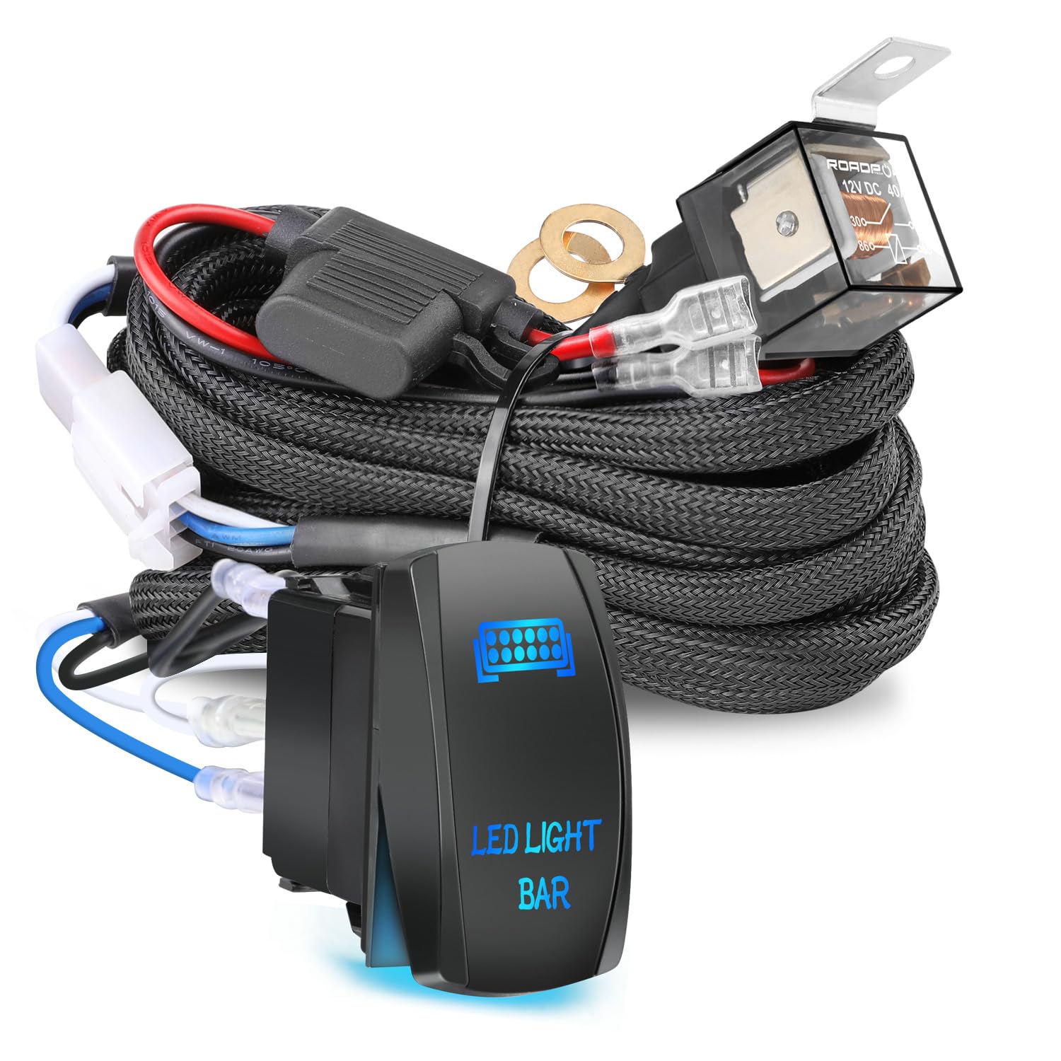 Led Light Bar Wiring Harness Kit 12v 5pin Rocker Switch Laser