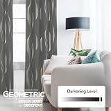 Deconovo Blackout Curtains 46x72 Inch Gold Wave Foil Printed 2 Panels Grey view 3