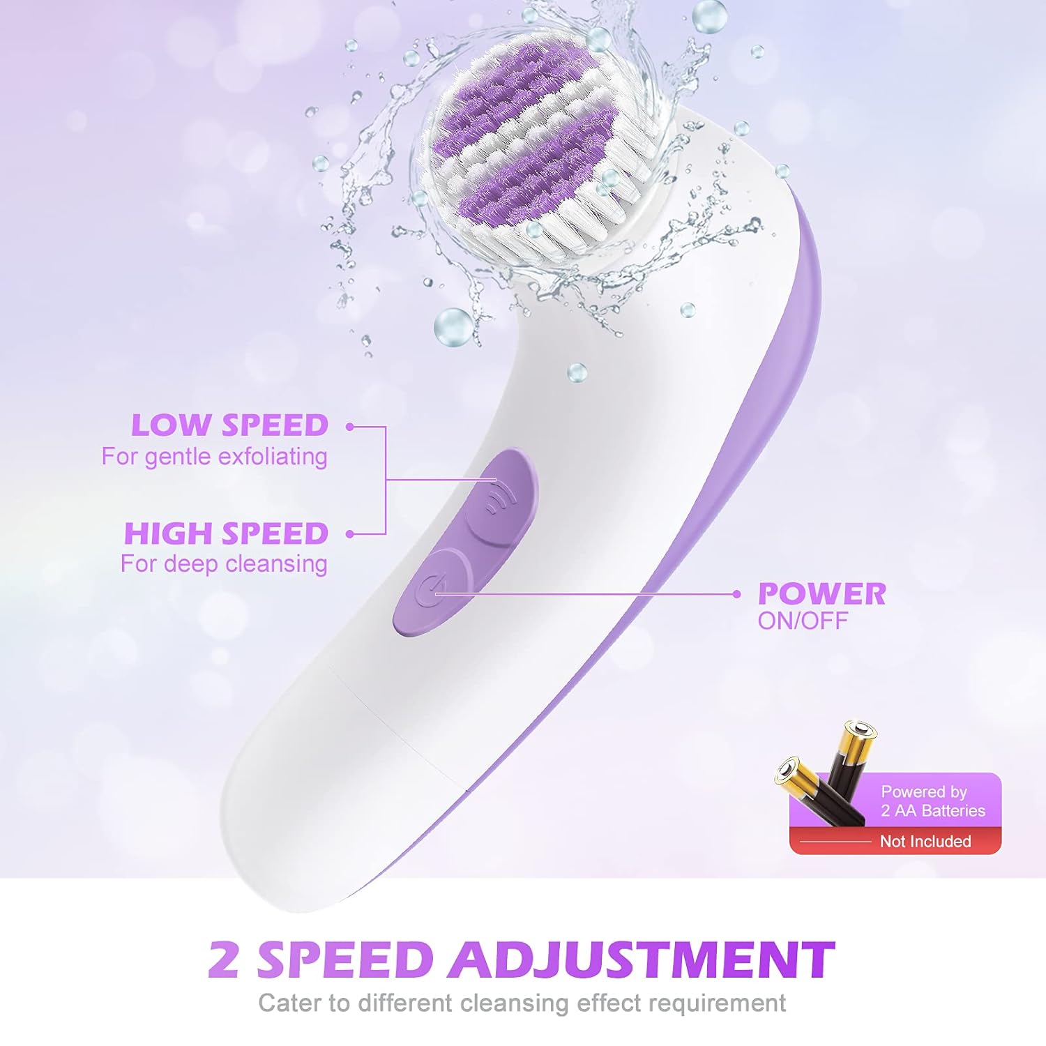 Facial Cleansing Brush,【2021 Upgraded】ETEREAUTY Waterproof Travel Face Brush with 4 Heads & Protective Case, Easy to Carry, Deep Cleansing Gentle Exfoliating for Face and Body, Purple: Beauty