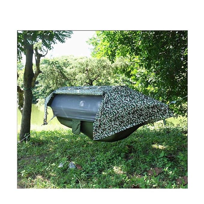 JXS-outdoor Camping-Hängematte mit Moskitonetz und Regenschutz Fallschirmstoff-Hängematte, Sonnenschirm-Garten-Hängematte für