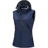 33,000ft Women's Hooded Lightweight Softshell Vest Fleece Lined Windproof Zip Up Sleeveless Jacket for Hiking Golf Running