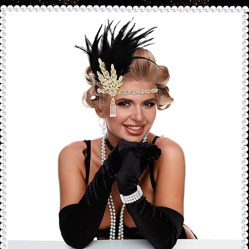 HWTZOIA 1920s Gatsby Accessories Set for Women Flapper Costume Accessories  Roaring 20s Accessories for Women F