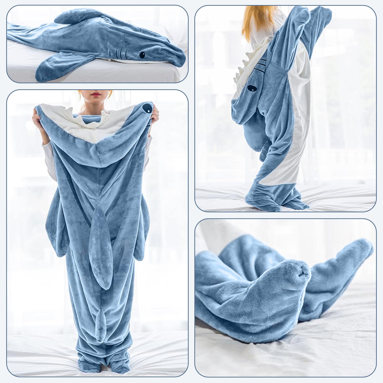 TBGENIUS Shark Blanket Hoodie Onesie for Adults and Kids, Cozy Flannel