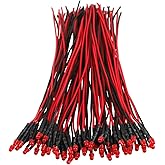 EDGELEC 50pcs 12 Volt 3mm Red LED Lights Emitting Diodes Pre Wired 7.9 Inch DC 12v LED Light Diffused Colored Lens Small LED Lamps