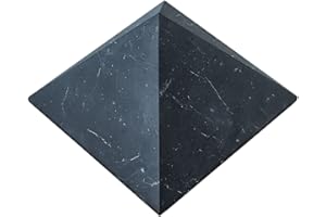 Karelian Heritage Large Shungite Pyramid Made of Unpolished Shungite Stone | Shungite Crystal Pyramid for Home Office Decor 2.8 inches (7 cm) | Grounding Healing for Meditation, Chakra Balancing PN05