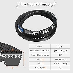 uxcell 4Pcs AX52 EPDM V-Belt, Raw Edge Cogged
