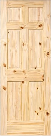 6 Panel Colonial Double Hip Knotty Clear Pine Interior Door Slab
