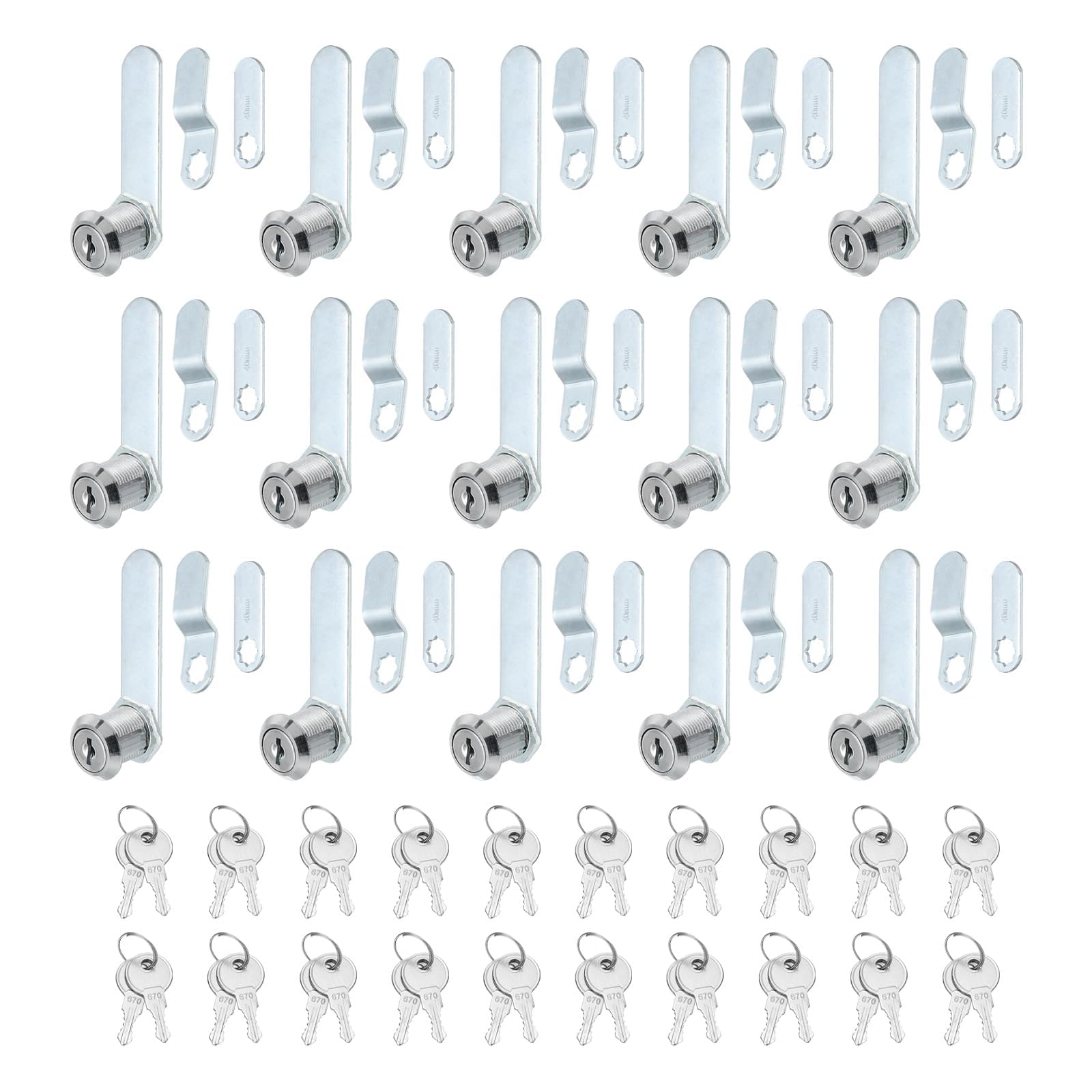 PATIKIL 3/4 Inch Cabinet Locks with Keys, 20 Pack Zinc Alloy Cam Lock Cylinder RV Lock Set Key Different for Cabinet RV Drawer Storage Door Tool Box, Silver