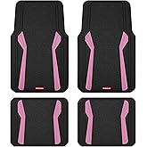 Rubbermaid Car Floor Mats Full Set, Premium Heavy Duty All-Weather Car Mats– Rugged Rubber with Brushed Aluminum Inserts, Universal Trim-to-Fit, Anti-Slip Backing for Cars, SUVs, Trucks & Vans - Pink