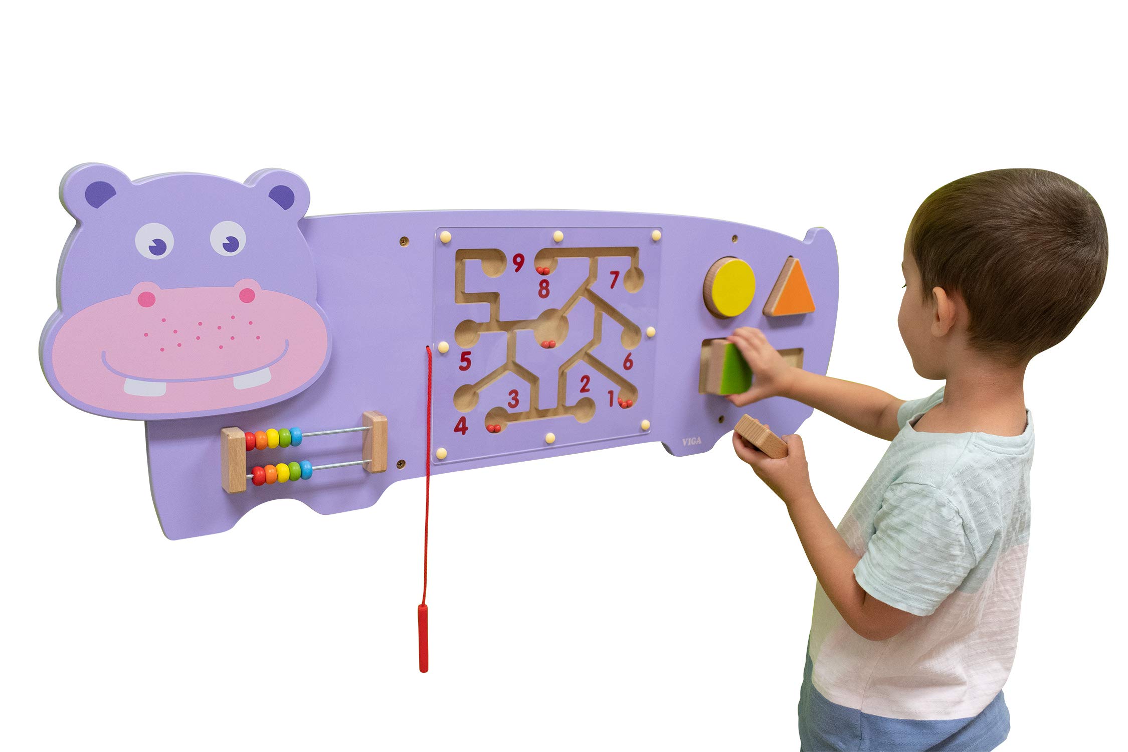 SPARK & WOW Learning Advantage Hippo Activity Wall Panel - 18m+ - Toddler Activity Center - Wall-Mounted Toy - Busy Board Decor for Bedrooms, Daycares and Play Areas