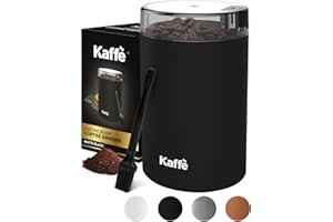 KAFFÈ Kaffe Coffee Grinder Electric. Best Coffee Grinders for Home Use. (14 Cup) Easy On/Off w/Cleaning Brush Included. Matte Black