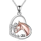 YFN Horse Pendant Necklace Jewelry 925 Sterling Silver Women Embrace Horse Gift for Women