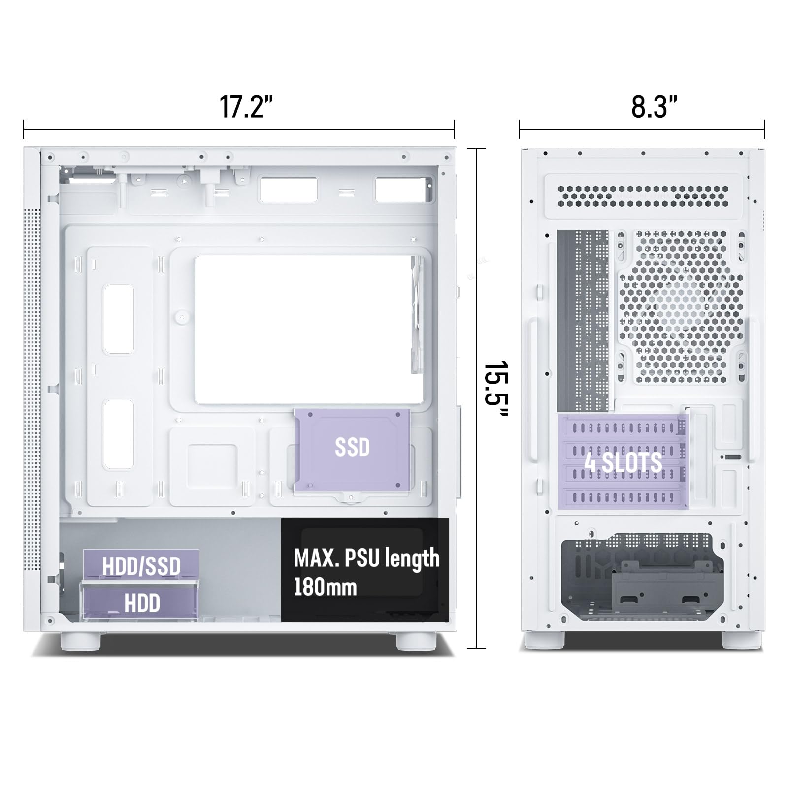 DARKROCK MH200 White PC Computer Case for Office&Gaming Compact Mid-Tower Micro ATX Mini ITX High-Airflow Mesh Front & Side Panel Top 240mm Radiator Support Type-C Ready, ARGB 120mm Fan Pre-Installed