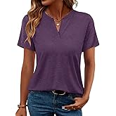 TICTICMIMI Women's V Neck Short Sleeve Tops Summer T Shirts Loose Fit Dressy Tees