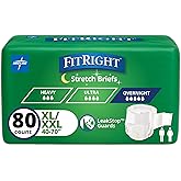 FitRight Extended Wear Stretch Brief, Overnight Absorbency, Size 2, 40 to 70" Waist, 20 Count (Pack of 4)