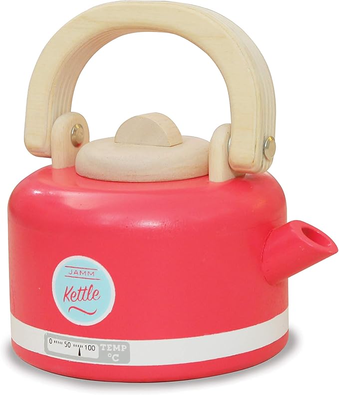 Indigo Jamm Kettle Wooden Toy, Pretend Play Retro Kitchen Set for