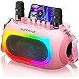 SUDOTACK Karaoke Machine for Adults Kids with 2 Wireless Microphones, Bluetooth PA Speaker System with Echo/Bass/Treble Adjustment for Home Party, Outdoor, Church, Picnic, Birthday Gifts (Pink)