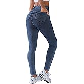 BRXL Skinny Jeans for Women Stretchy High Waisted Soft Crossover Jeggings Cute Cotton Denim Leggings with Back Pockets