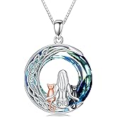 TOUPOP Cat Necklace for Women 925 Sterling Silver Tree of Life Pendant Celtic Knot Cat Jewelry Mother's Day Gifts for Women Daughter Cats Lover
