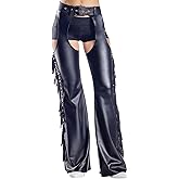 Dreamgirl Womens Coated Denier Chap with Studs and Fringe Detailing on The Sides