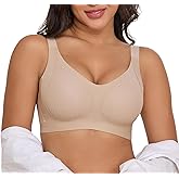Xcutting Lace Vertical Stripe Pull Up Bras for Women No Underwire Wireless Seamless Bralette Comfort Supportive Full Coverage
