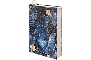 Gomyblomy Blue Butterfly Book Covers for Paperback Book Sox Stretchable Book Cover Reusable Book Sleeve Cloth Office Supply Book Protector for Hardcover Textbooks up to 9 x 11, Back to School Gift