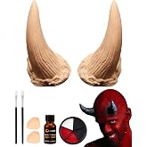 Libima Devil Horns Latex Prosthetic Halloween Cosplay Costume Set,Large | Realistic Demon Horns for Adults, Includes Adhesive Glue and Face Paint, Ideal for Halloween Parties and Cosplay Events