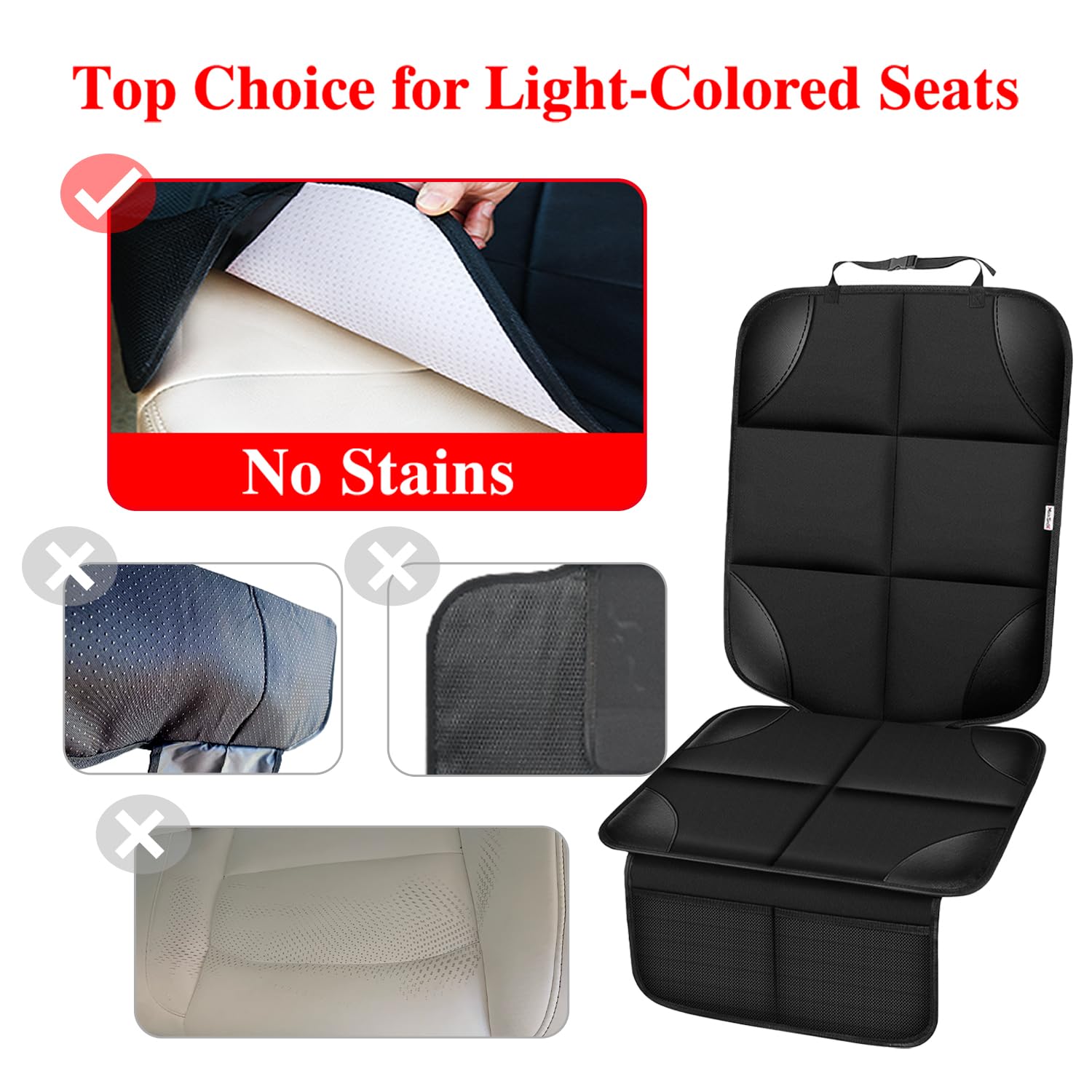 Meolsaek Car Seat Protector for Child Car Seat, 600D Fabric Carseat Seat Protectors with Non-Slip Backing, Waterproof Seat Covers for Car with Thick Pad Back Seat Cover for Kids